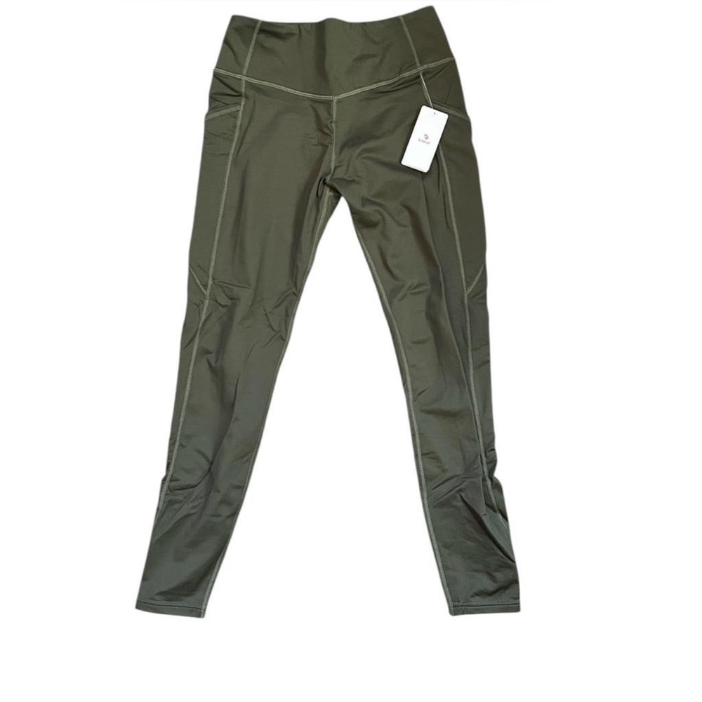 NWT Green high-waisted winter fleece sportswear leggings